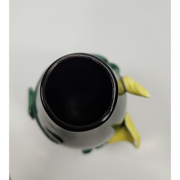 Fitz & Floyd Vintage Floral Vase 6 in. Black yellow Morning Glory Flowers - Picture 5 of 8